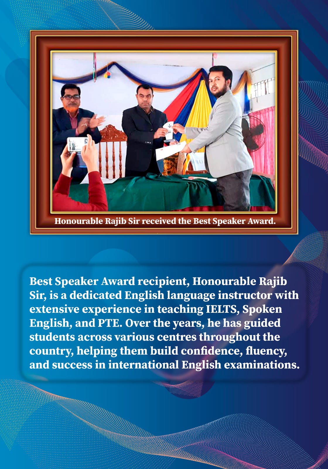 Rajib Sir Award Image - Rajib Sir receiving best speaker award